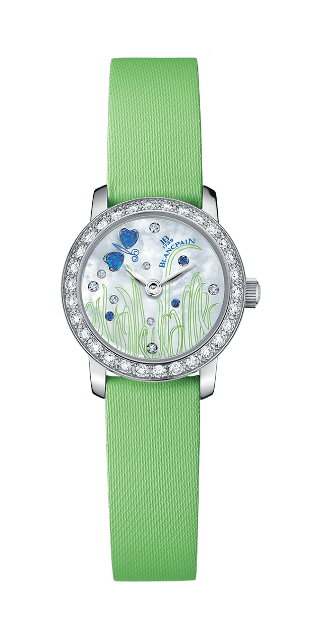 Blancpain Ladybird Ultraplate Green Satin Butterfly Ladies Watch - 0062 1954F 52A