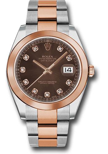 Rolex Steel and Everose Rolesor Datejust 41 Watch - Smooth Bezel - Chocolate Diamond Dial - Oyster Bracelet - 126301 chodo