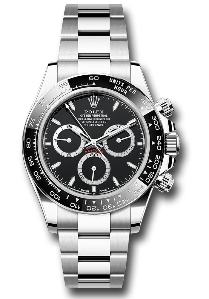 Rolex Oystersteel Cosmograph Daytona Watch - Black Cerachrom Bezel - Black Index Dial - Oyster Bracelet - 126500