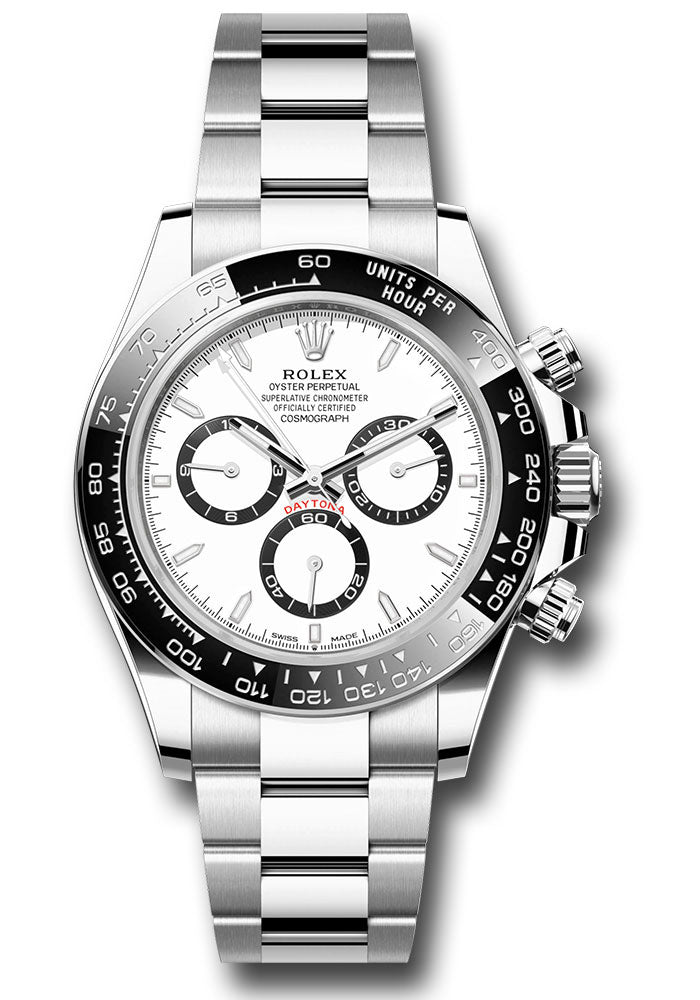 Rolex Oystersteel Cosmograph Daytona Watch - Black Cerachrom Bezel - White Index Dial - Oyster Bracelet - 126500