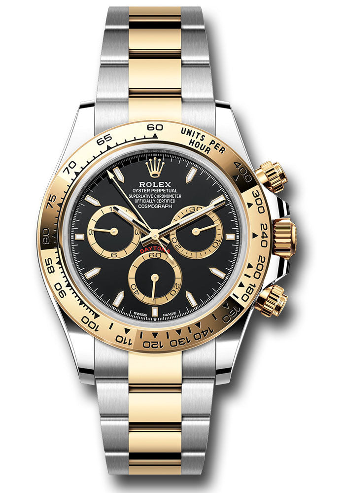 Rolex Yellow Rolesor Cosmograph Daytona Watch - Fixed Bezel - Black Index Dial - Oyster Bracelet - 126503