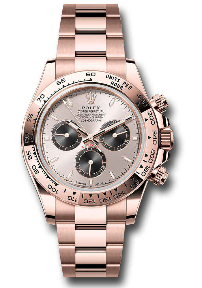 Rolex Everose Gold Cosmograph Daytona Watch - Fixed Bezel - Sundust And Black Index Dial - Oyster Bracelet - 126505