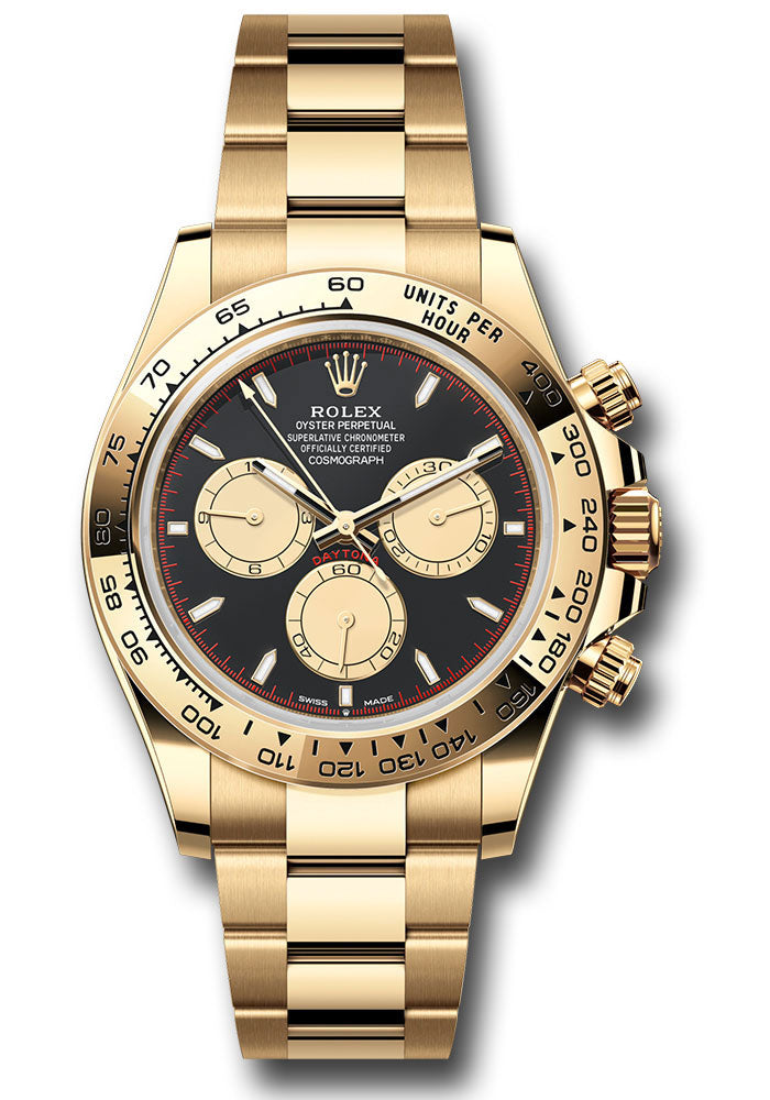 Rolex Yellow Gold Cosmograph Daytona Watch - Fixed Bezel - Black And Champagne Index Dial - Oyster Bracelet - 126508