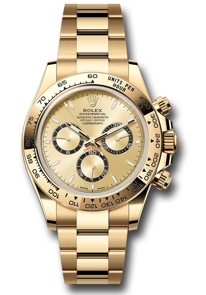 Rolex Yellow Gold Cosmograph Daytona Watch - Fixed Bezel - Golden Index Dial - Oyster Bracelet - 126508