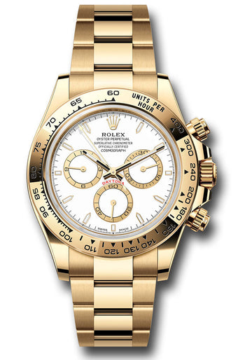 Rolex Yellow Gold Cosmograph Daytona Watch - Fixed Bezel - White Index Dial - Oyster Bracelet - 126508 