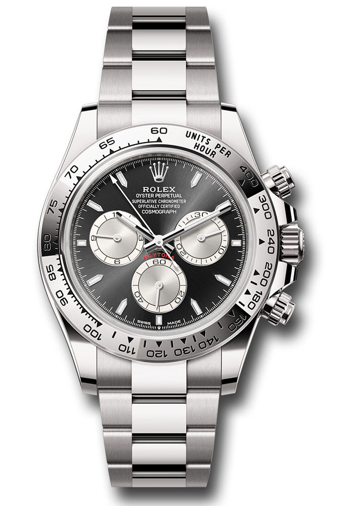 Rolex White Gold Cosmograph Daytona Watch - Fixed Bezel - Black And Steel Index Dial - Oyster Bracelet - 126509