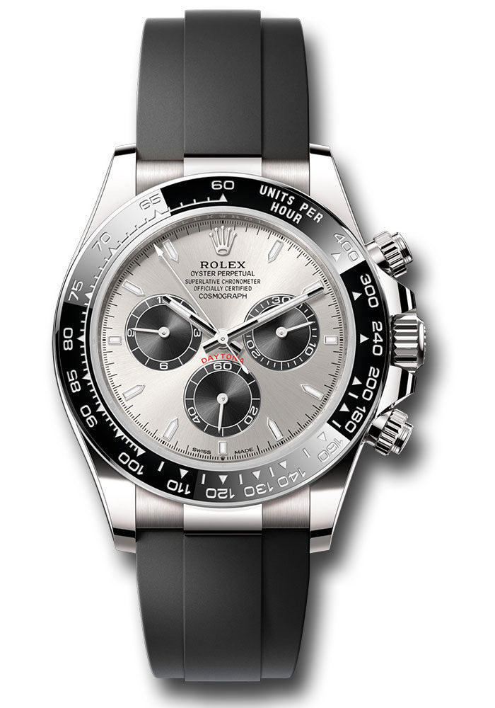 Rolex White Gold Cosmograph Daytona Watch - Black Cerachrom Bezel - Steel And Black Index Dial - Oysterflex Strap - 126519