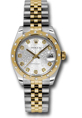 Rolex Steel and Yellow Gold Datejust 31 Watch - 24 Diamond Bezel - Silver Jubilee Diamond Dial - Jubilee Bracelet - 178343 sjdj