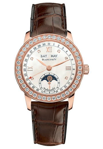 Blancpain Ladybird Quantieme Complet Diamond Red Gold Alligator Ladies Watch - 2360 2991A 55B