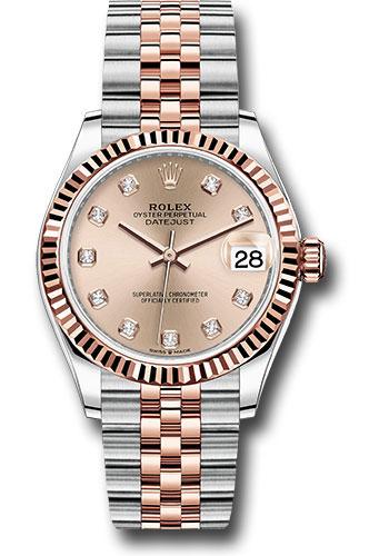 Rolex Steel and Everose Gold Datejust 31 Watch - Fluted Bezel - Chocolate Diamond Dial - Jubilee Bracelet - 278271 rodj