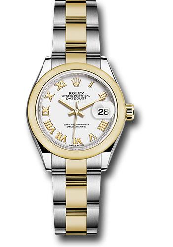 Rolex Steel and Yellow Gold Rolesor Lady-Datejust 28 Watch - Domed Bezel - White Roman Dial - Oyster Bracelet - 279163 wro