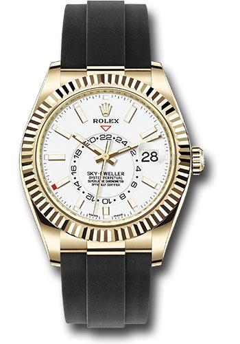 Rolex Yellow Gold Sky-Dweller Watch - White Index Dial - Oysterflex Bracelet - 2020 Release - 326238 wi