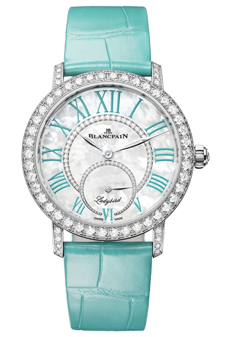 Blancpain Ladybird Colors Turquoise White Gold Diamond Alligator Ladies Watch - 3661B 1954 55B