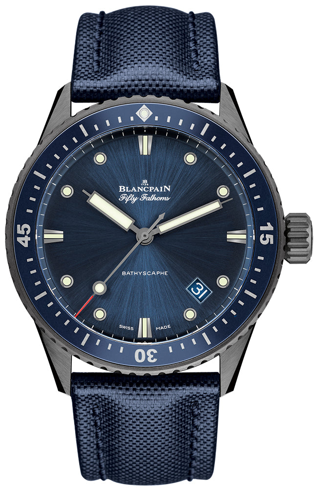 Blancpain Fifty Fathoms Bathyscaphe Ceramic Blue Sail-Canvas Men's Watch - 5000 0240 O52A