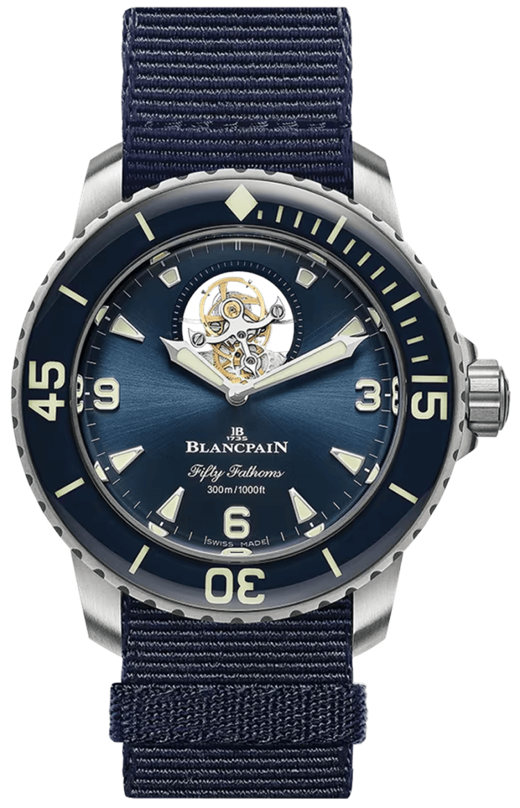 Blancpain Fifty Fathoms Tourbillon 8 Jours Titanium Blue NATO Men's Watch - 5025 12B40 NAOA