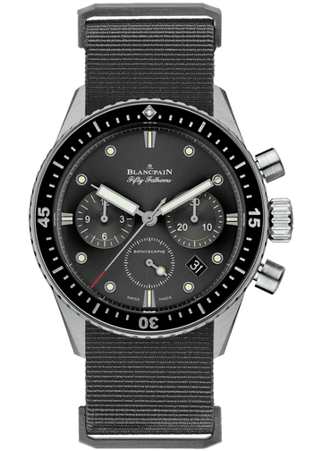 Blancpain Fifty Fathoms Bathyscaphe Chronographe Flyback Grey NATO Men's Watch - 5200 1110 NABA