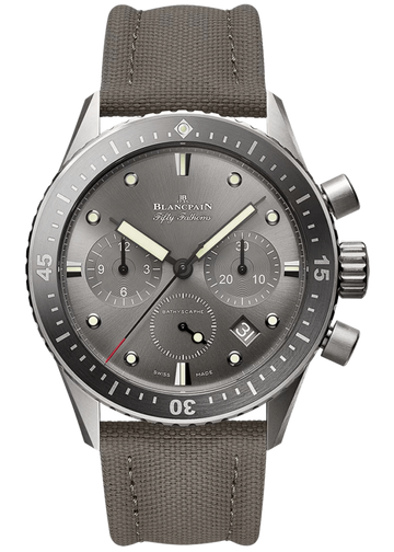 Blancpain Fifty Fathoms Bathyscaphe Chronographe Flyback Titanium Grey Canvas Men's Watch - 5200 1210 G52A