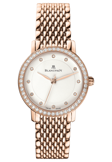 Blancpain Villeret Ultraplate Red Gold Mille Mailles Diamond Ultra-Slim Ladies Watch - 6102 2987 MMB