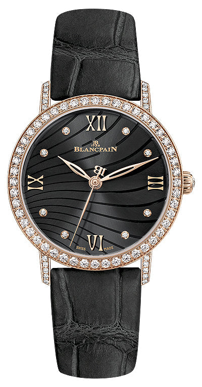 Blancpain Villeret Ultraplate Diamond Red Gold Black Alligator Ladies Watch - 6104 2930 55A