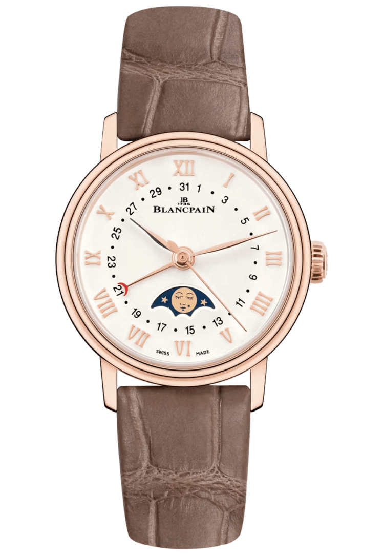 Blancpain Villeret Quantieme Phases de Lune Red Gold Alligator Ladies Watch - 6106 3642 55A