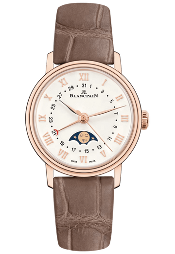 Blancpain Villeret Quantieme Phases de Lune Red Gold Alligator Ladies Watch - 6106 3642 55A