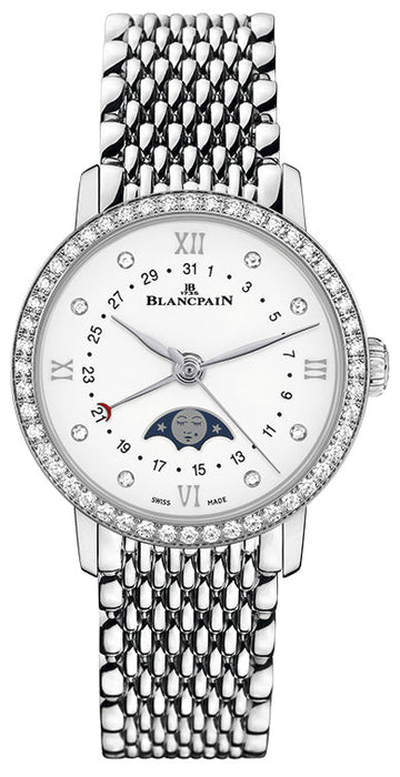 Blancpain Villeret Quantieme Phases de Lune Steel Diamond Ladies Watch - 6106 4628 MMB