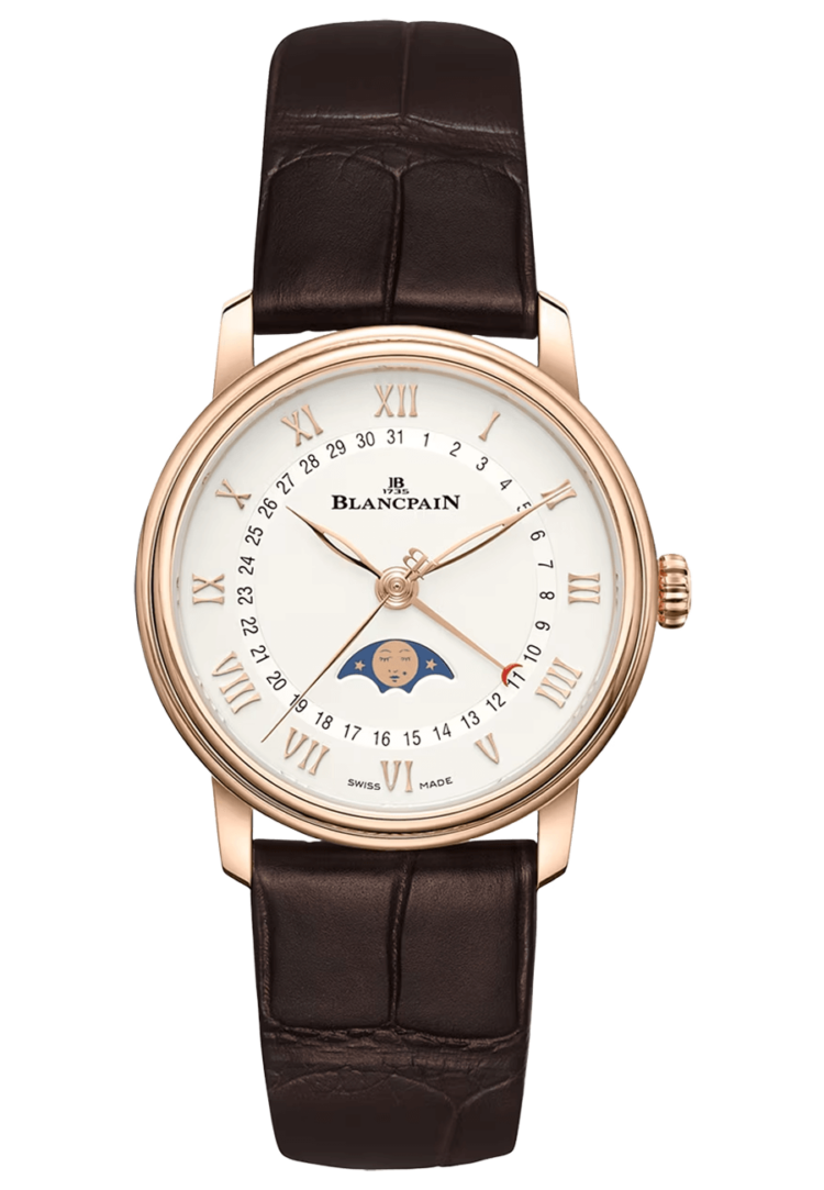 Blancpain Villeret Quantieme Phases de Lune Brown Alligator Ladies Watch - 6126 3642 55B