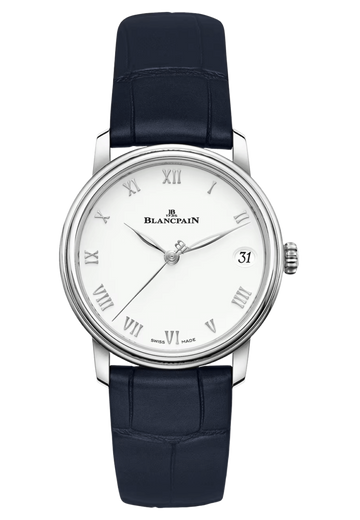 Blancpain Villeret Women Date Ultra-Slim Blue Alligator Ladies Watch - 6127 1127 55B