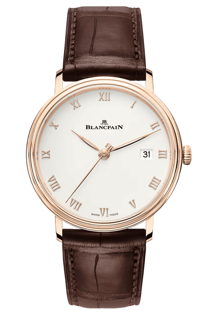 Blancpain Villeret Ultraplate Date Red Gold Ultra-Slim Alligator Men's Watch - 6224 3642 55B