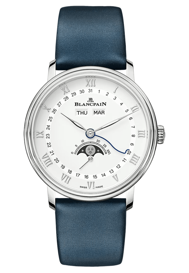 Blancpain Villeret Quantieme Complet Steel Blue Satin Ladies Watch - 6264 1127 95A