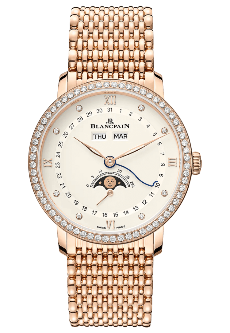 Blancpain Villeret Quantieme Complet Opalin Diamond Red Gold Men's Watch - 6264 2987 MMB