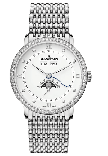 Blancpain Villeret Quantieme Complet Diamond Mille Mailles Steel Men's Watch - 6264 4628 MMB