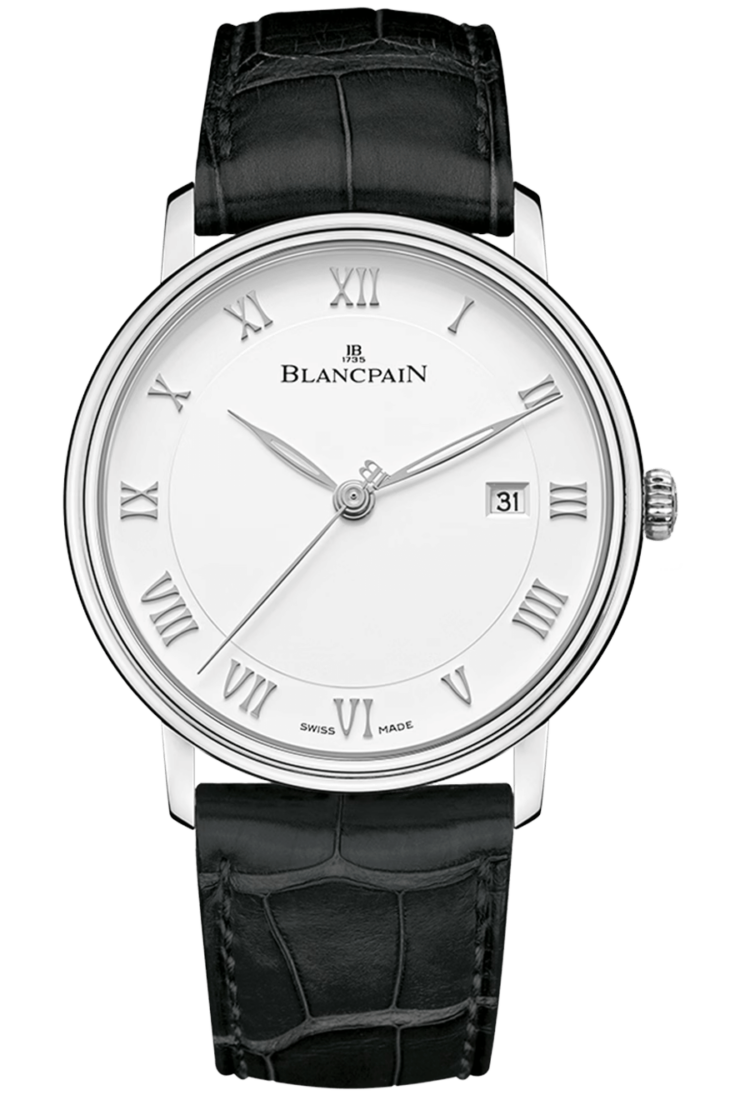 Blancpain Villeret Ultraplate Date 40mm Steel Black Alligator Men's Watch - 6651 1127 55B