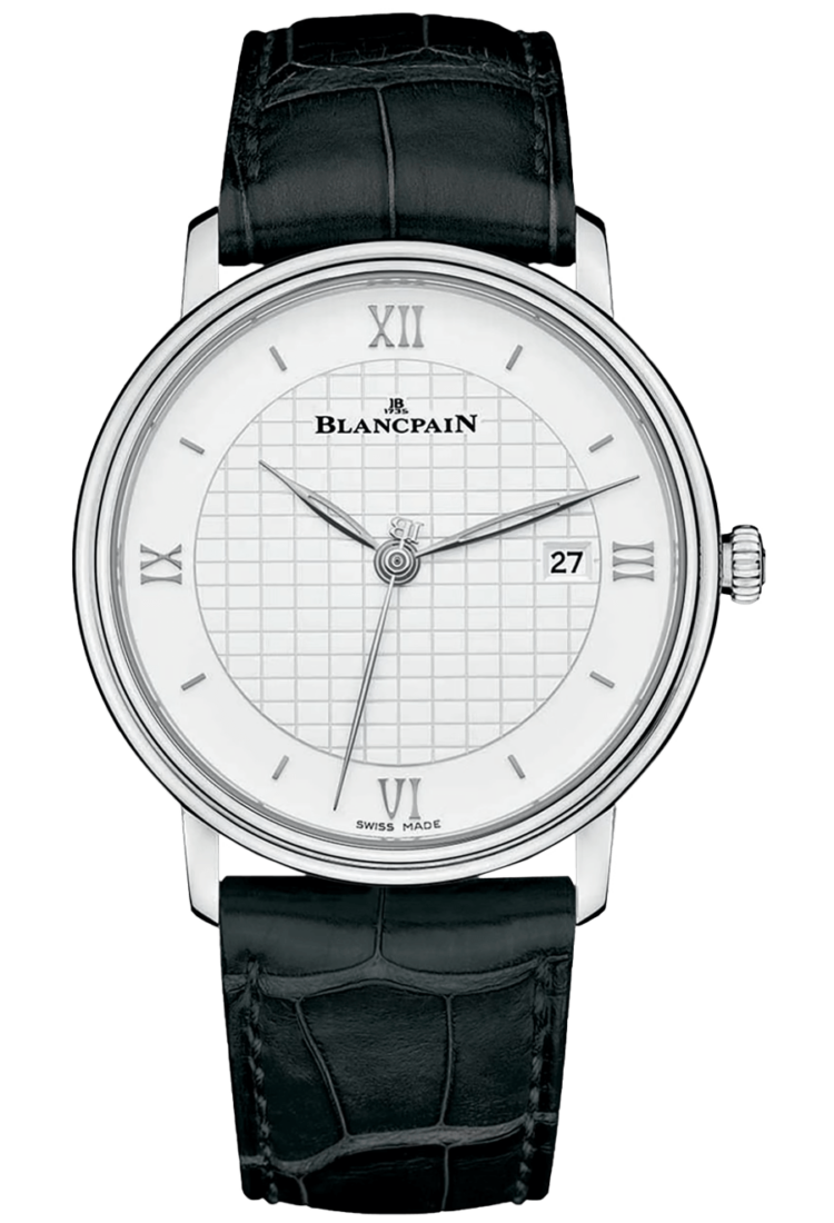 Blancpain Villeret Ultraplate Date 40mm White Graph Black Alligator Men's Watch - 6651 1143 55B