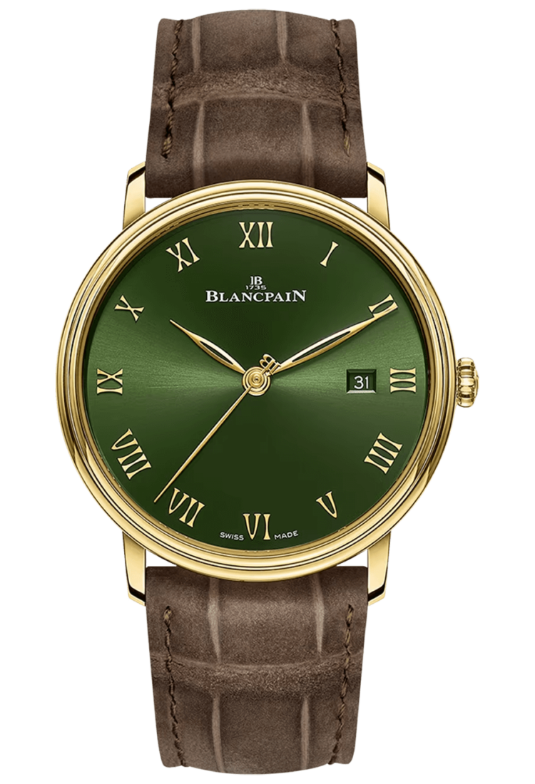 Blancpain Villeret Extraplate 40mm Green Dial Yellow Gold Alligator Men's Watch - 6651 1453 55A