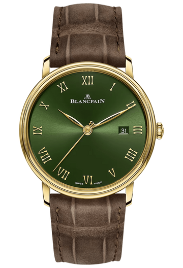 Blancpain Villeret Extraplate 40mm Green Dial Yellow Gold Alligator Men's Watch - 6651 1453 55A