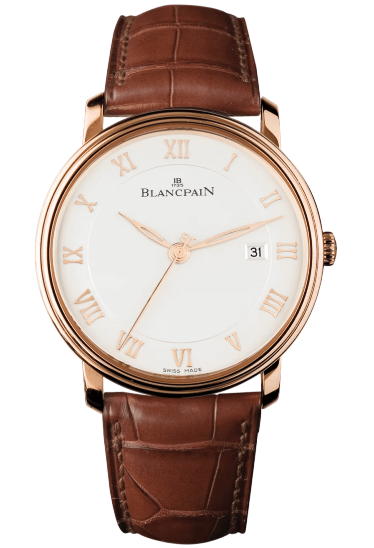 Blancpain Villeret Ultraplate Date 40mm Opaline Red Gold Alligator Men's Watch - 6651 3642 55B