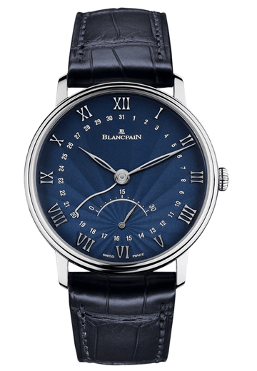 Blancpain Villeret Ultraplate Date Retrograde Seconds Blue Alligator Men's Watch - 6653Q 1529 55B