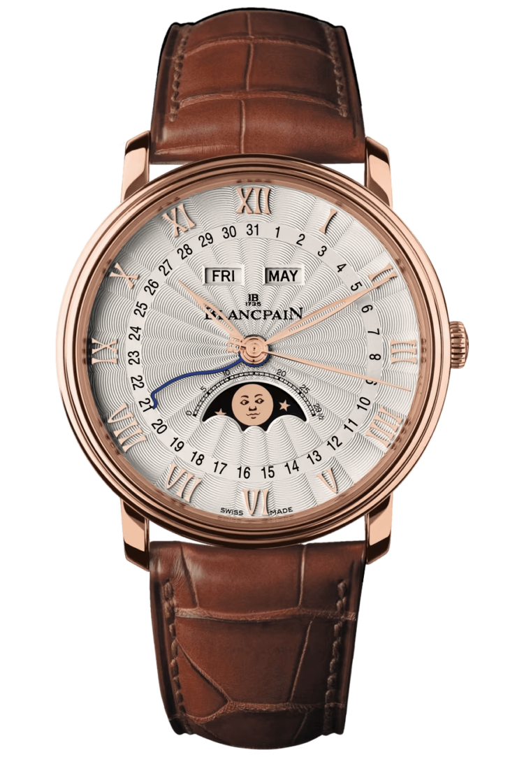 Blancpain Villeret Quantieme Complet Demi-Savonnette Red Gold Alligator Men's Watch - 6664 3642 55B