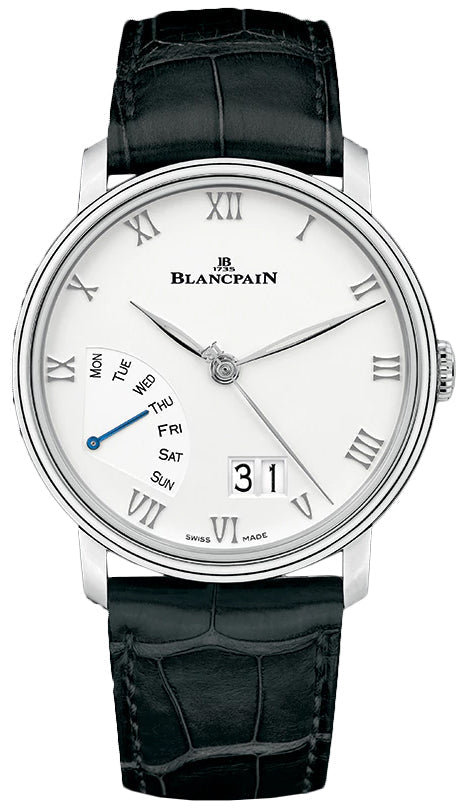 Blancpain Villeret Grande Date Jour Retrograde Black Alligator Men's Watch - 6668 1127 55B