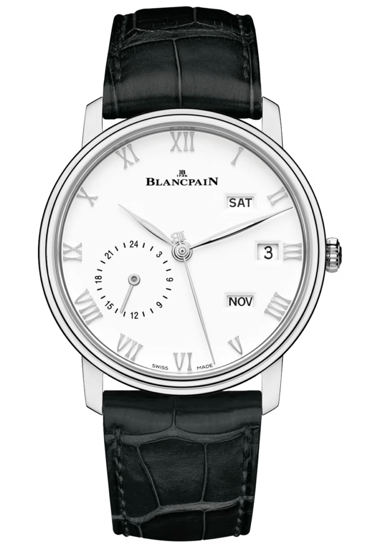 Blancpain Villeret Quantieme Annuel GMT Steel Black Alligator Men's Watch - 6670 1127 55B