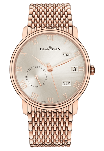 Blancpain Villeret Quantieme Annuel GMT Mille Mailles Red Gold Men's Watch - 6670A 3642 MMB