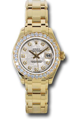 Rolex Yellow Gold Lady-Datejust Pearlmaster 29 Watch - 32 Diamond Bezel - Meteorite Diamond Dial - 80298 mtd