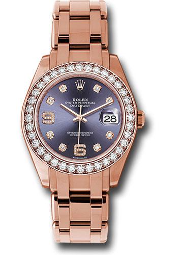 Rolex Everose Gold Datejust Pearlmaster 39 Watch - 36 Diamond Bezel - Aubergine Diamond Dial - 86285 aubd