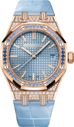 Audemars Piguet Royal Oak Self Winding Pink Rose Gold/Diamonds 37mm Light Blue Dial 15551OR.ZS.D344CR.01