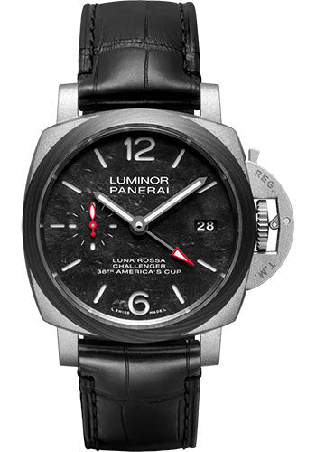 Panerai Luminor Luna Rossa GMT - 42mm - Sand-Blasted Titanium - Panerai Scafotech™ Black Dial - PAM01096