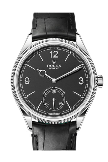 Rolex 1908 39mm Intense Black Dial White Gold Men's Watch 52509 