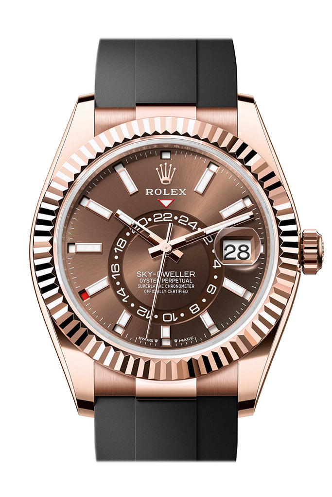 Rolex Sky Dweller 42 Chocolate Dial Rose Gold Mens Watch 336235
