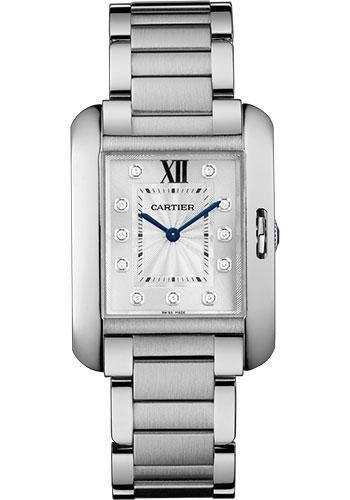 Cartier Tank Anglaise Watch - Medium Steel Case - Diamond Dial - W4TA0004