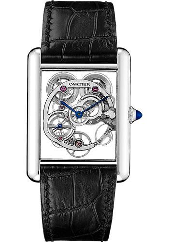 Cartier Tank Louis Cartier Watch - 30 mm White Gold Case - Pink Gold Case Bezel - Skeleton Dial - Black Alligator Strap - W5310012